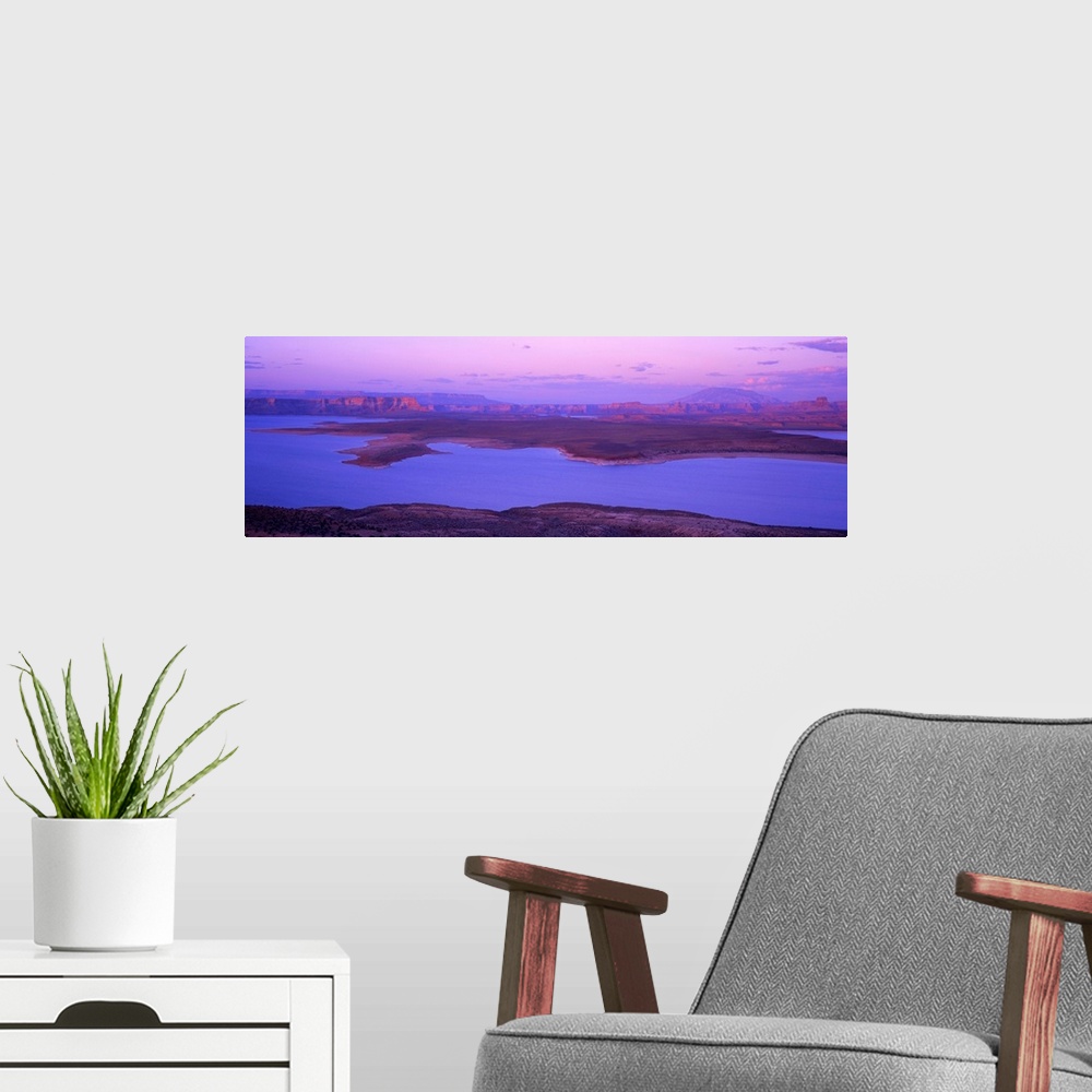 A modern room featuring Sunset Lake Powell and Glen Canyon National Recreation Area AZ
