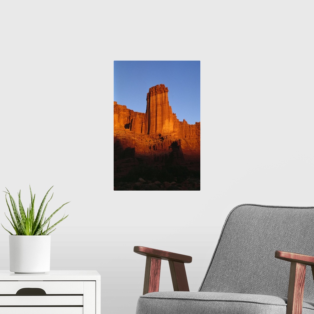 A modern room featuring Sunset Light On Fisher Towers