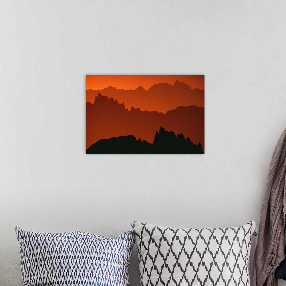 A bohemian room featuring Sunset Light On Jagged Peaks Of The Minarets