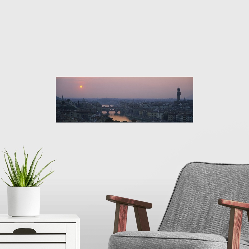 A modern room featuring Sunset over a city, Florence, Tuscany, Italy