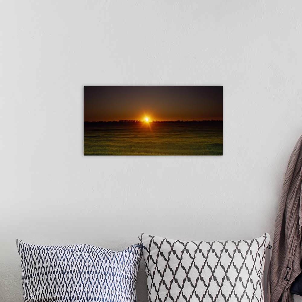 A bohemian room featuring Sunset over a field, Sacramento County, California