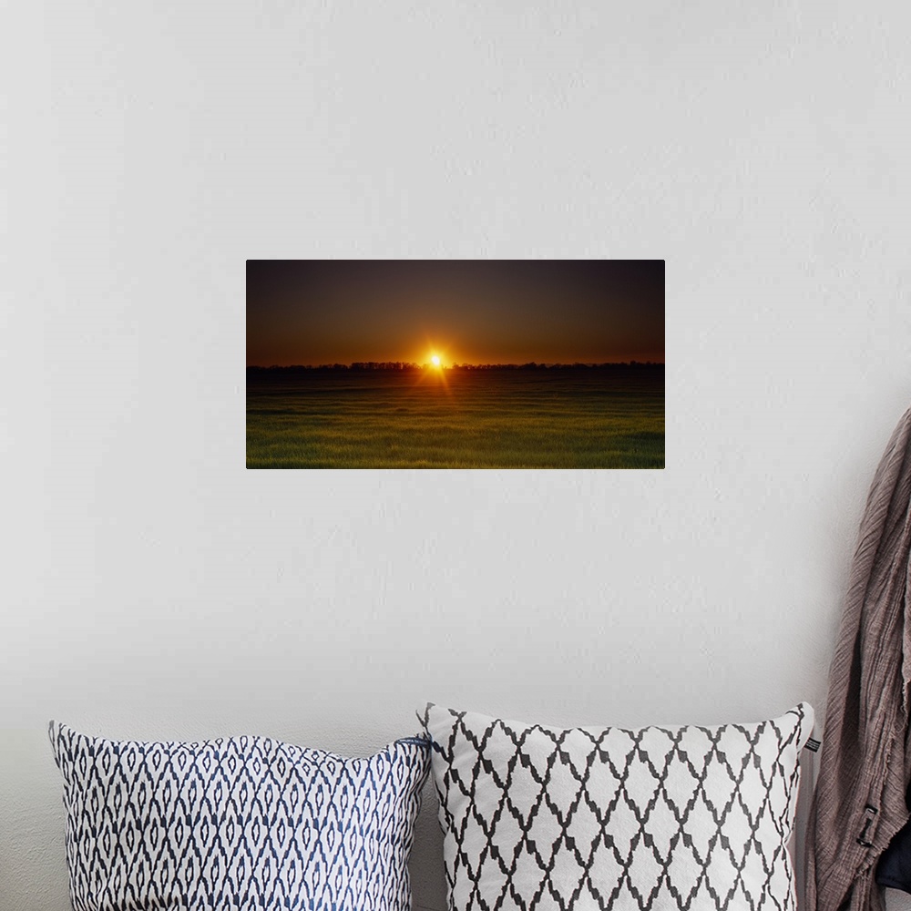 A bohemian room featuring Sunset over a field, Sacramento County, California