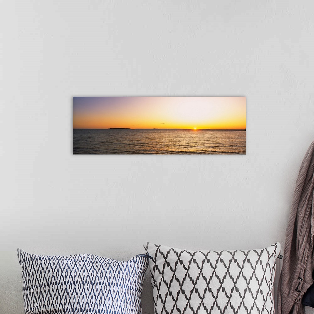 A bohemian room featuring Sunset over a lake, Lake Michigan, Door County, Wisconsin