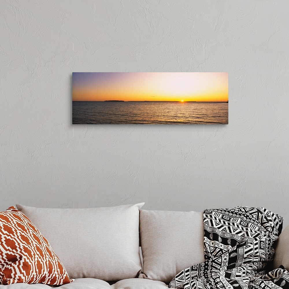 A bohemian room featuring Sunset over a lake, Lake Michigan, Door County, Wisconsin