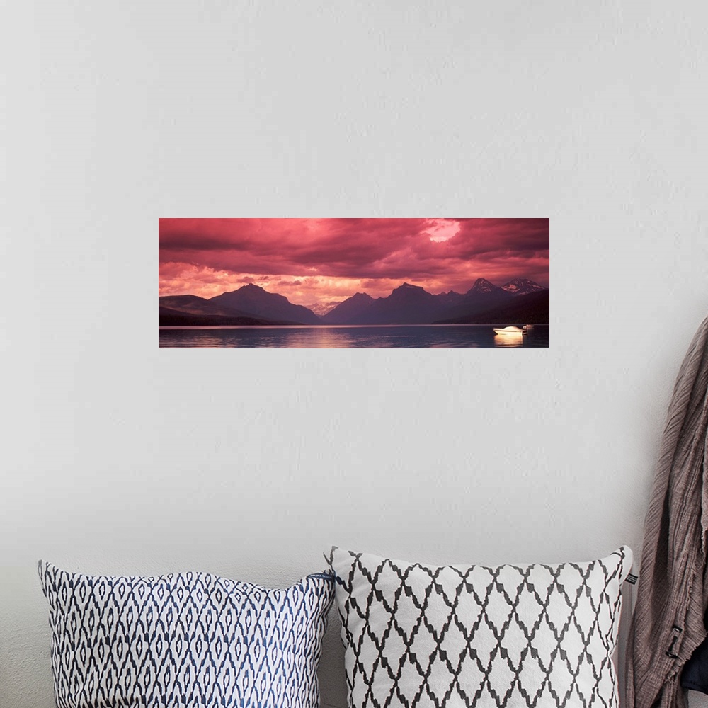 A bohemian room featuring Sunset over Lake McDonald, Glacier National Park, Montana