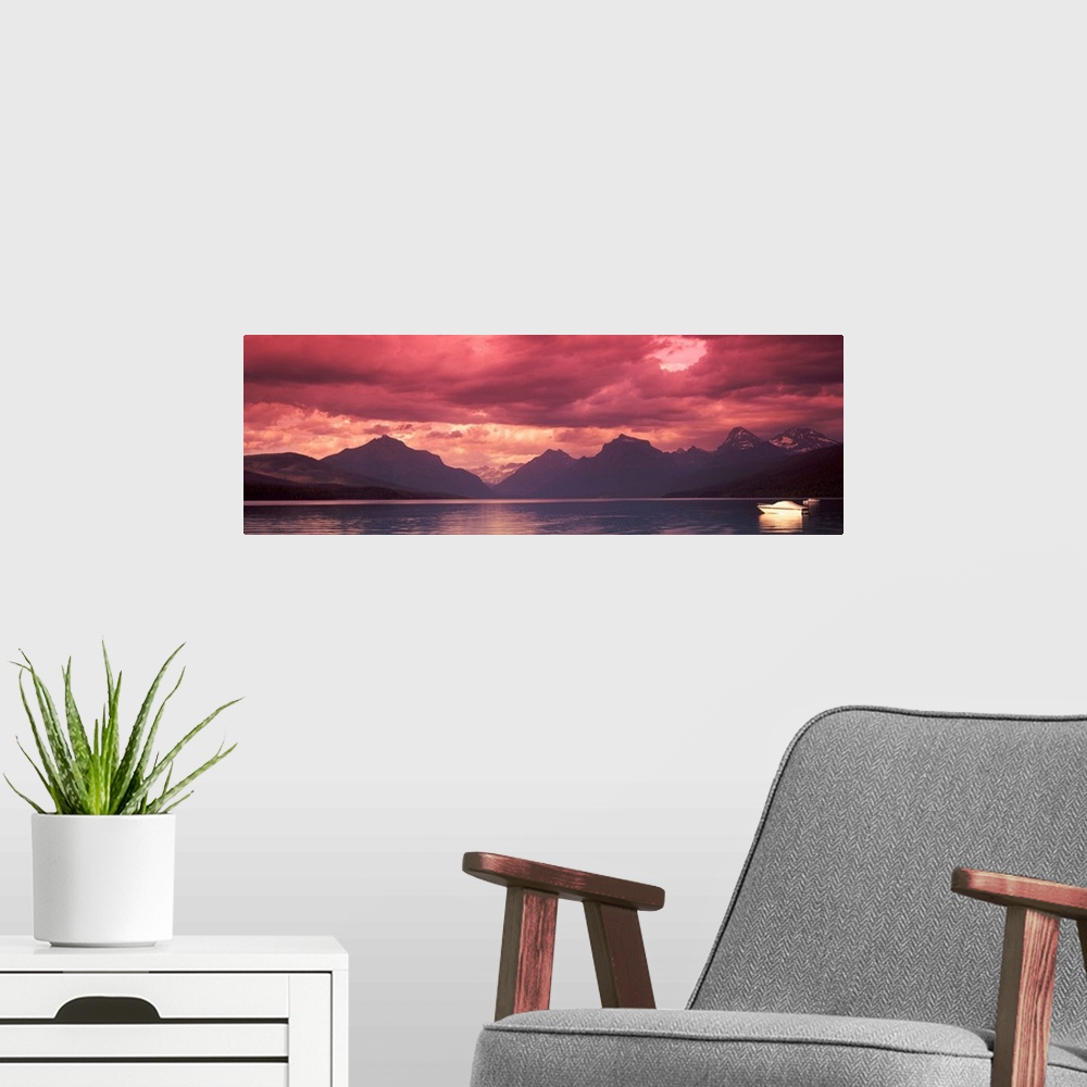 A modern room featuring Sunset over Lake McDonald, Glacier National Park, Montana