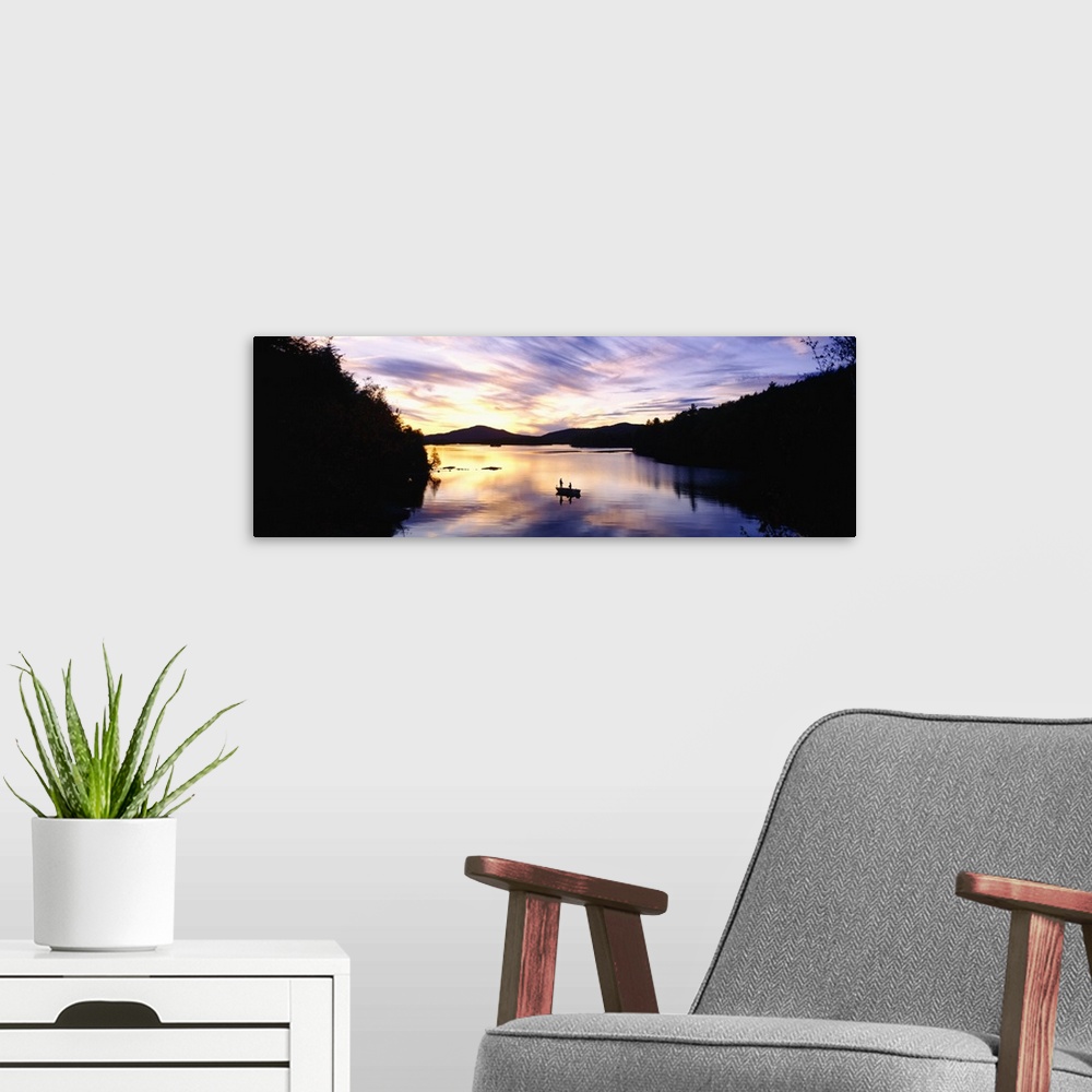 A modern room featuring Sunset over a lake, Saranac Lake, Adirondack Mountains, New York State