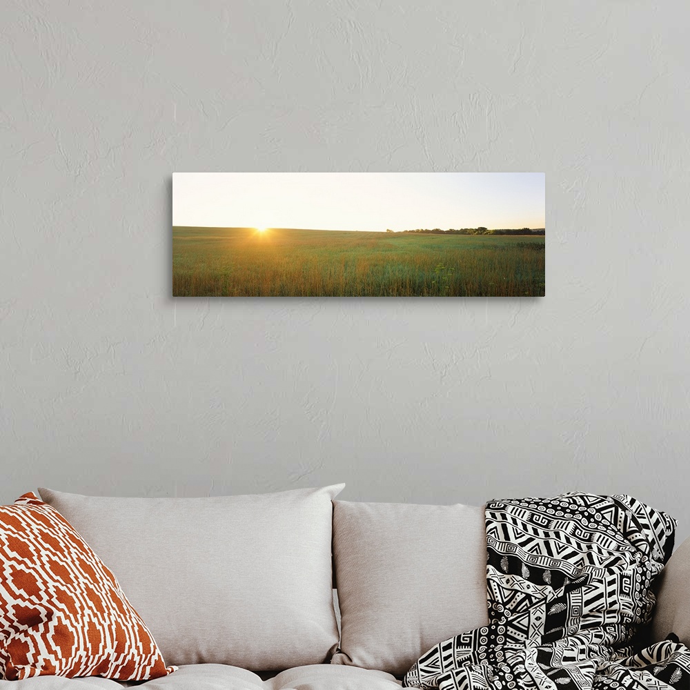 A bohemian room featuring Sunset over a landscape, Iowa County, Wisconsin,