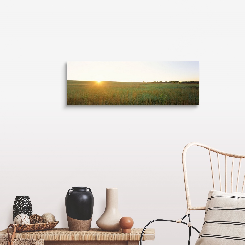 A farmhouse room featuring Sunset over a landscape, Iowa County, Wisconsin,