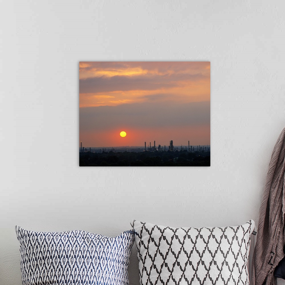 A bohemian room featuring Sunset over a refinery, Philadelphia, Pennsylvania