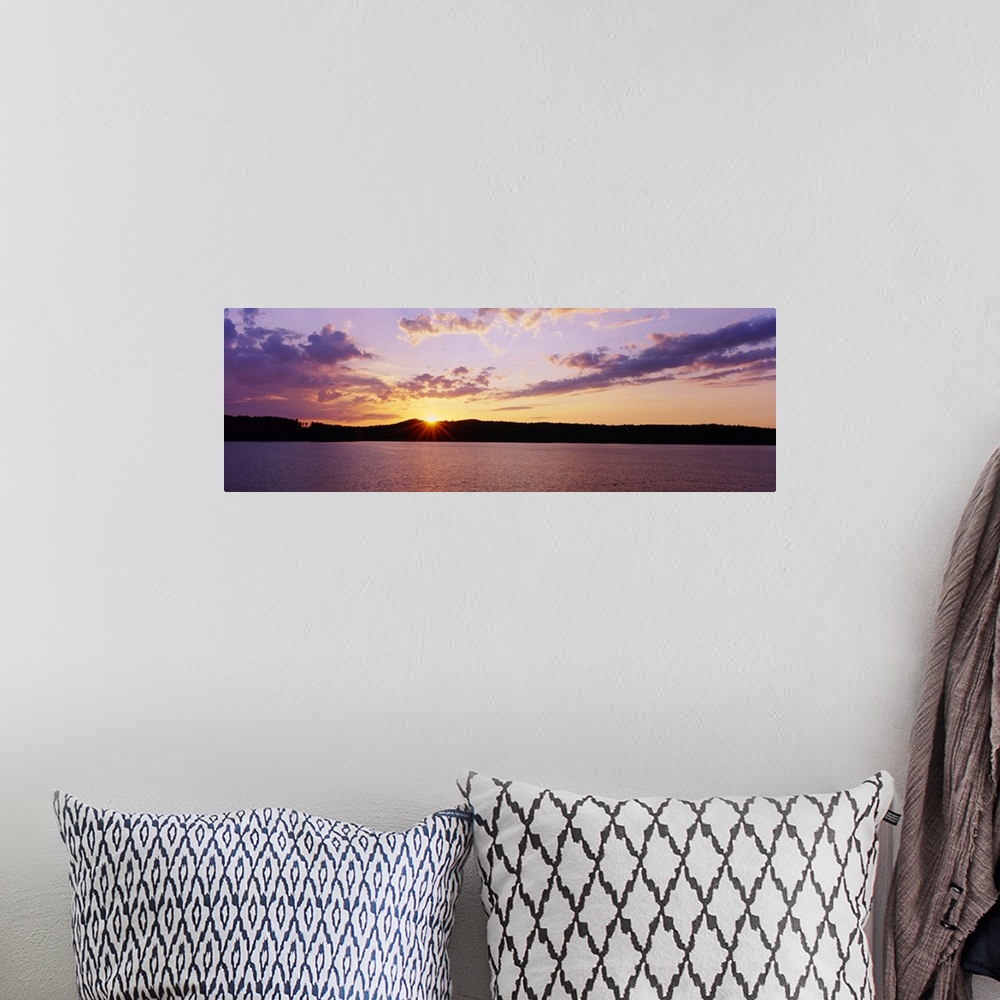 A bohemian room featuring Sunset over a reservoir, Hinckley Reservoir, Adirondack Mountains, New York State