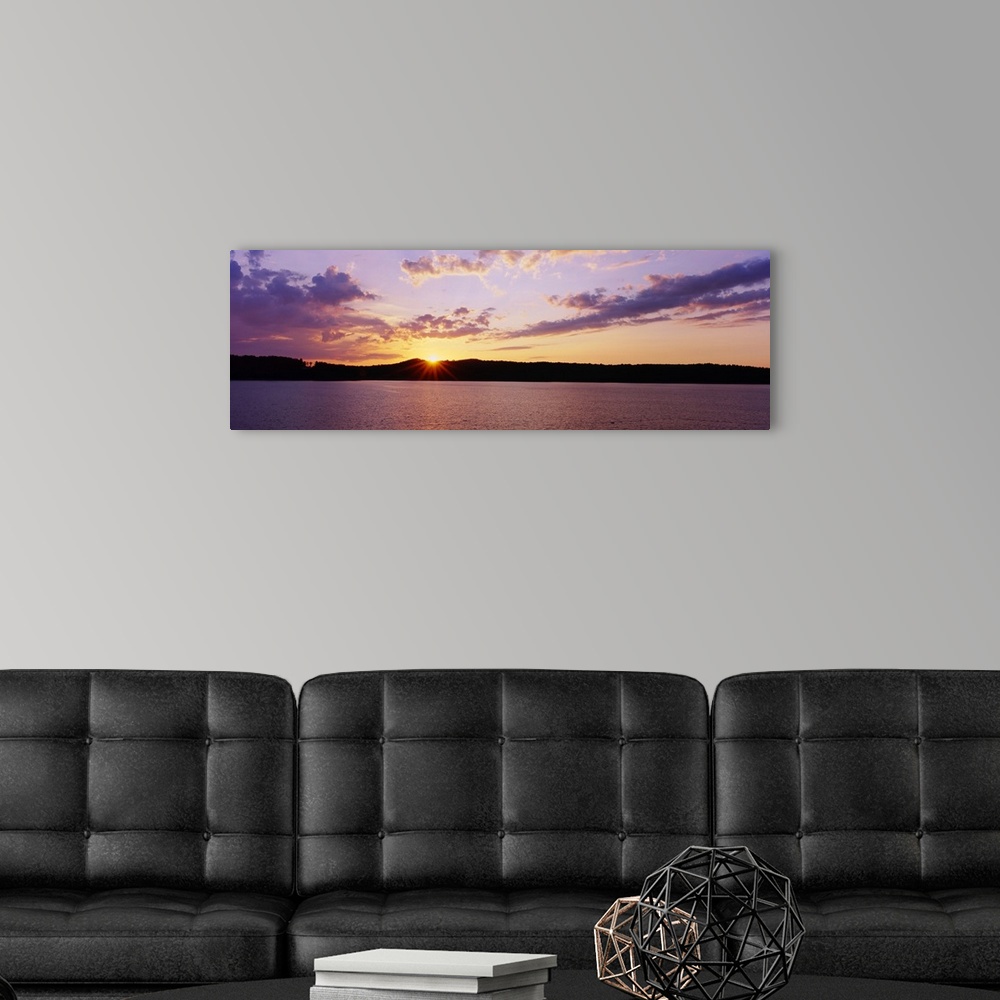 A modern room featuring Sunset over a reservoir, Hinckley Reservoir, Adirondack Mountains, New York State