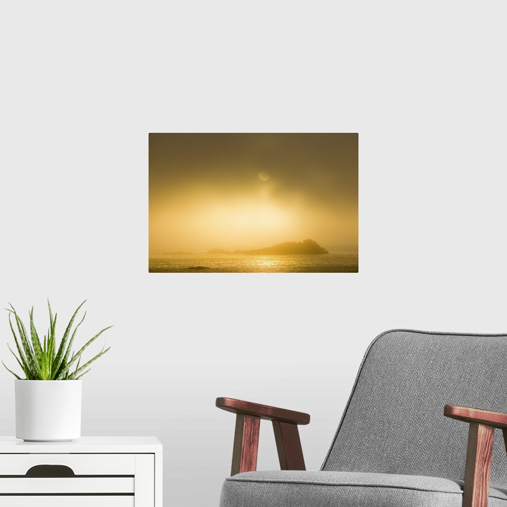 A modern room featuring Sunset Over Pacific Ocean