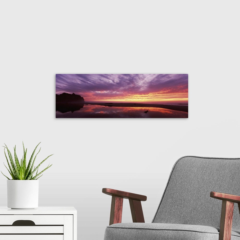 A modern room featuring Sunset over Pomponio State Park, San Mateo County, California