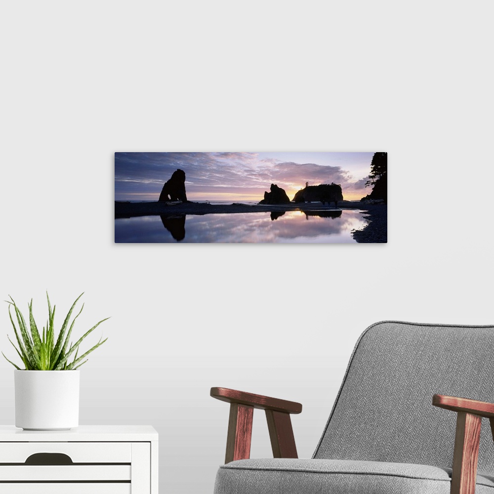 A modern room featuring Sunset over the beach, Rialto Beach, Olympic National Park, Washington State