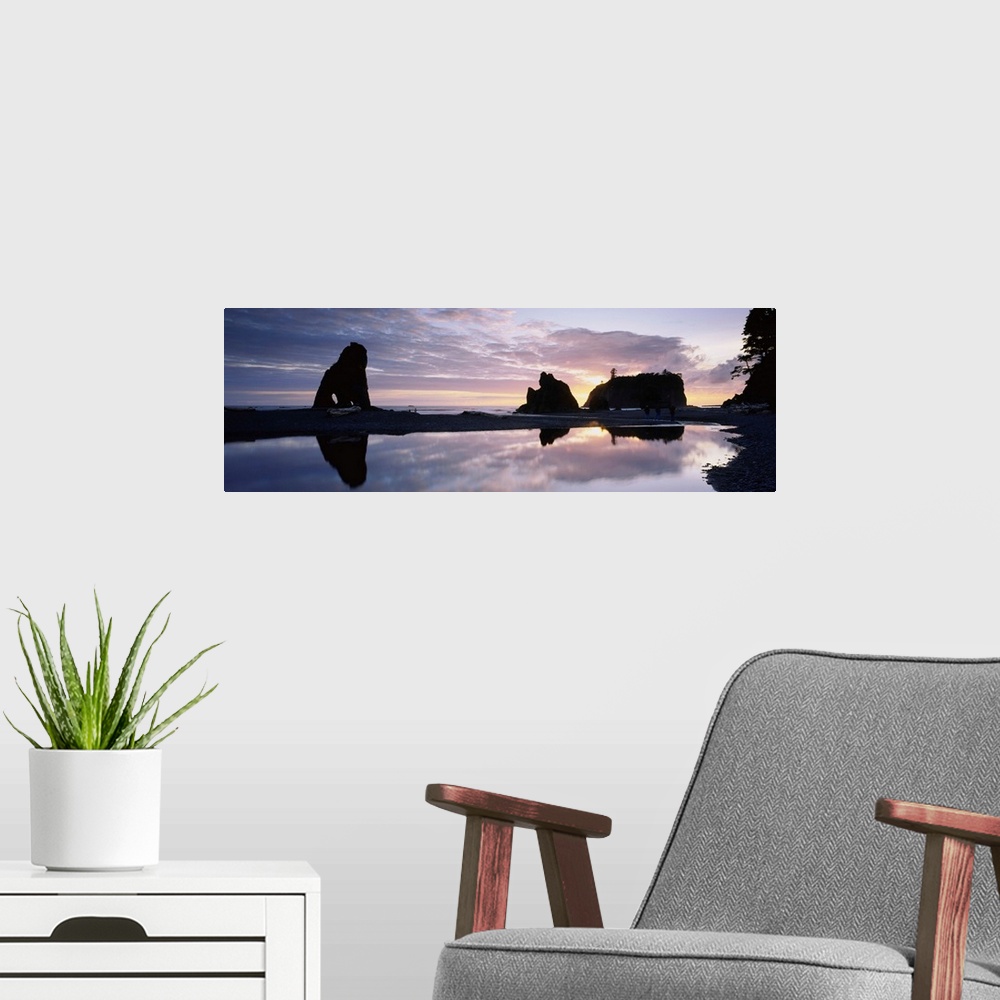 A modern room featuring Sunset over the beach, Rialto Beach, Olympic National Park, Washington State