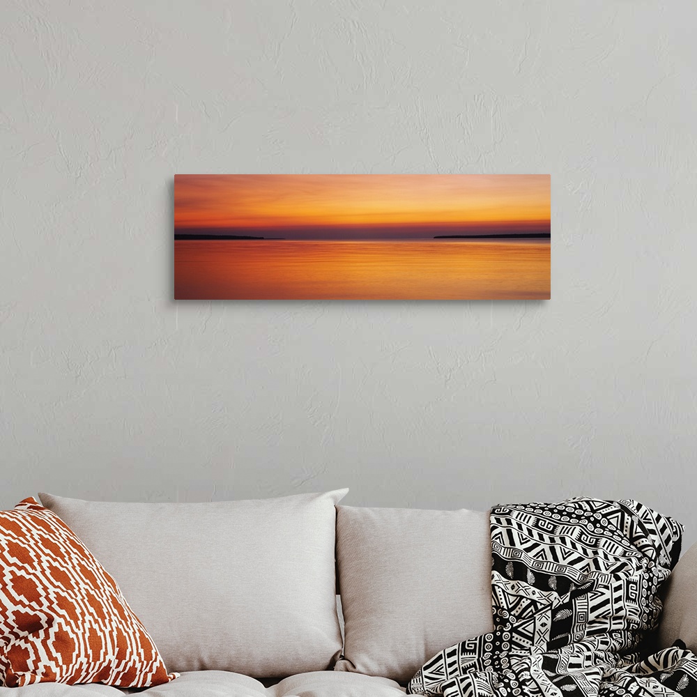 A bohemian room featuring Sunset over the lake, Lake Superior, Apostle Islands, Wisconsin