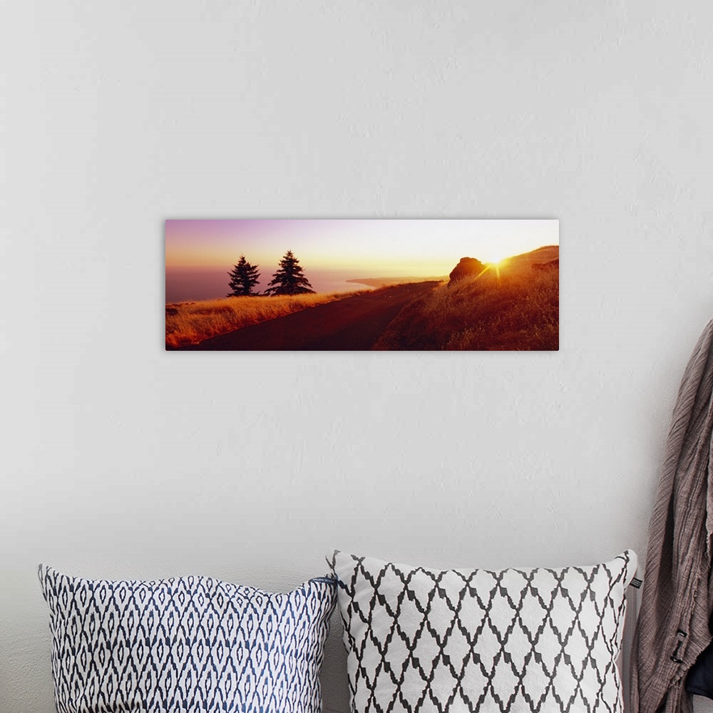 A bohemian room featuring Sunset over the mountain, Mt Tamalpais, Marin County, California