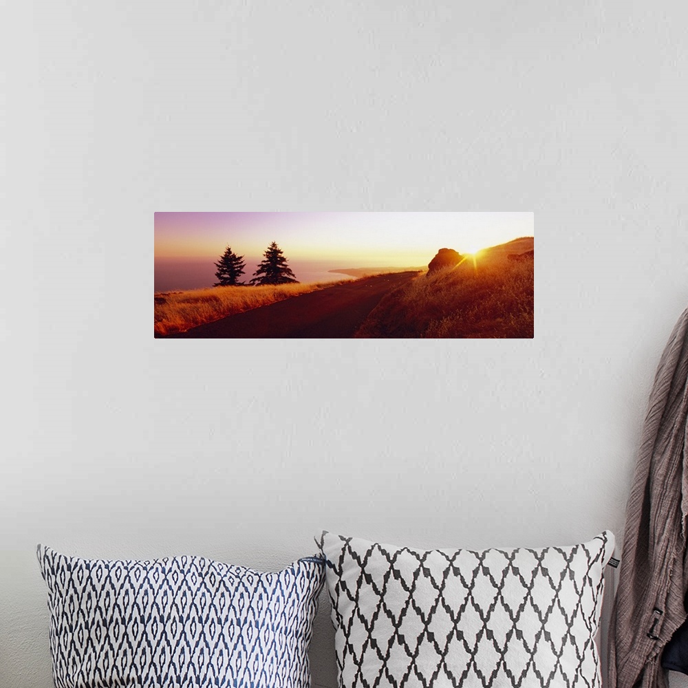 A bohemian room featuring Sunset over the mountain, Mt Tamalpais, Marin County, California