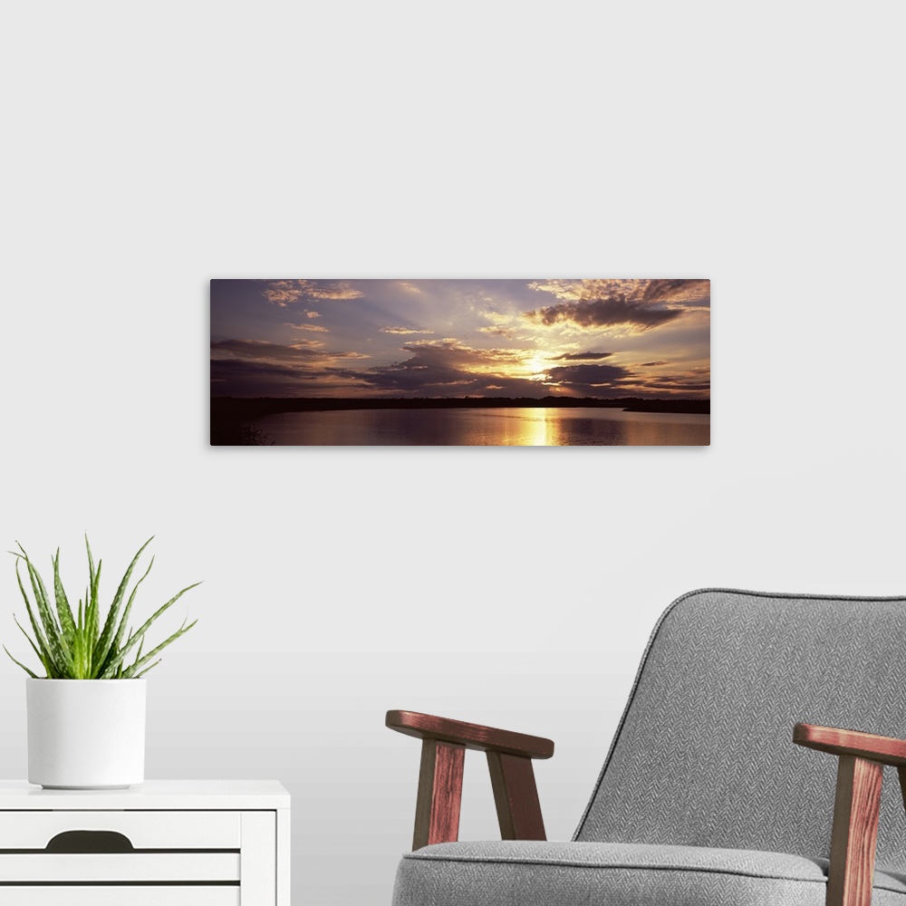 A modern room featuring Sunset over the Ocean, Amelia Island, Nassau County, Florida, USA