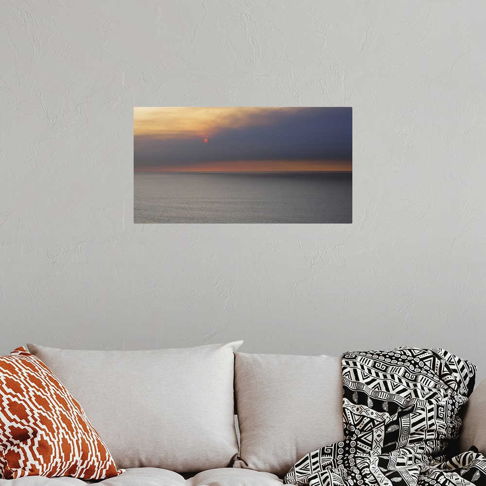A bohemian room featuring Sunset over the ocean, Montara, San Mateo County, California