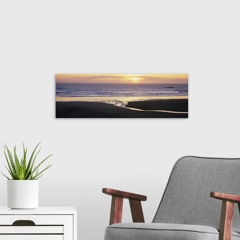A modern room featuring Sunset over the ocean, Pistol River State Park, Oregon