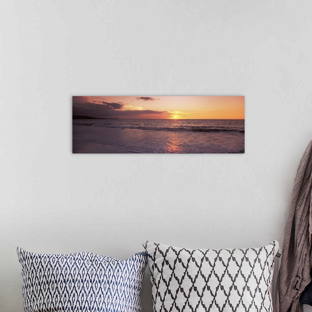 A bohemian room featuring Sunset over the Pacific ocean, Hapuna Beach, Waimea, Hawaii County, Hawaii, USA