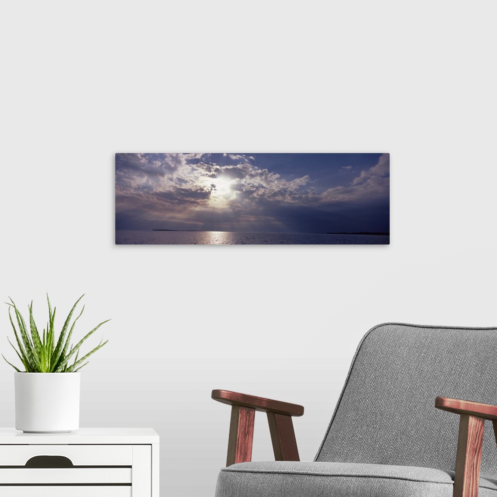 A modern room featuring Sunset over the sea, Gulf Of Mexico, Cedar Key, Levy County, Florida