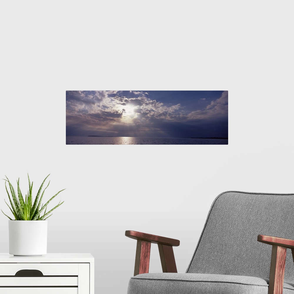 A modern room featuring Sunset over the sea, Gulf Of Mexico, Cedar Key, Levy County, Florida