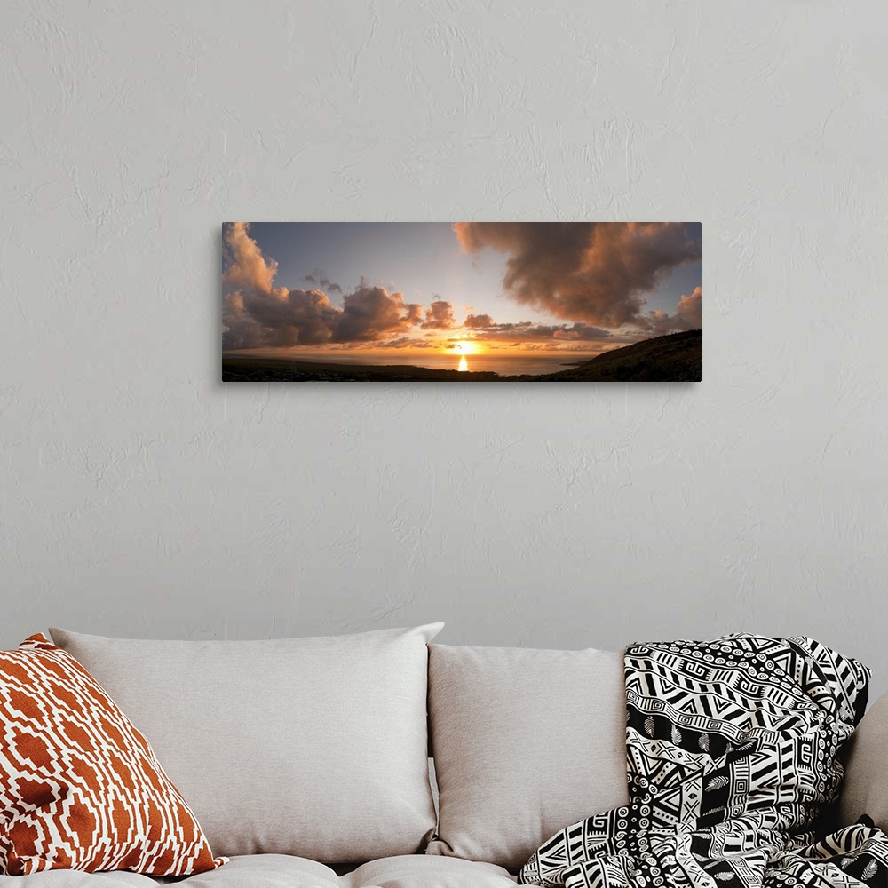 A bohemian room featuring Sunset over the sea, Kona Coast, Kealakekua Bay, Hawaii,
