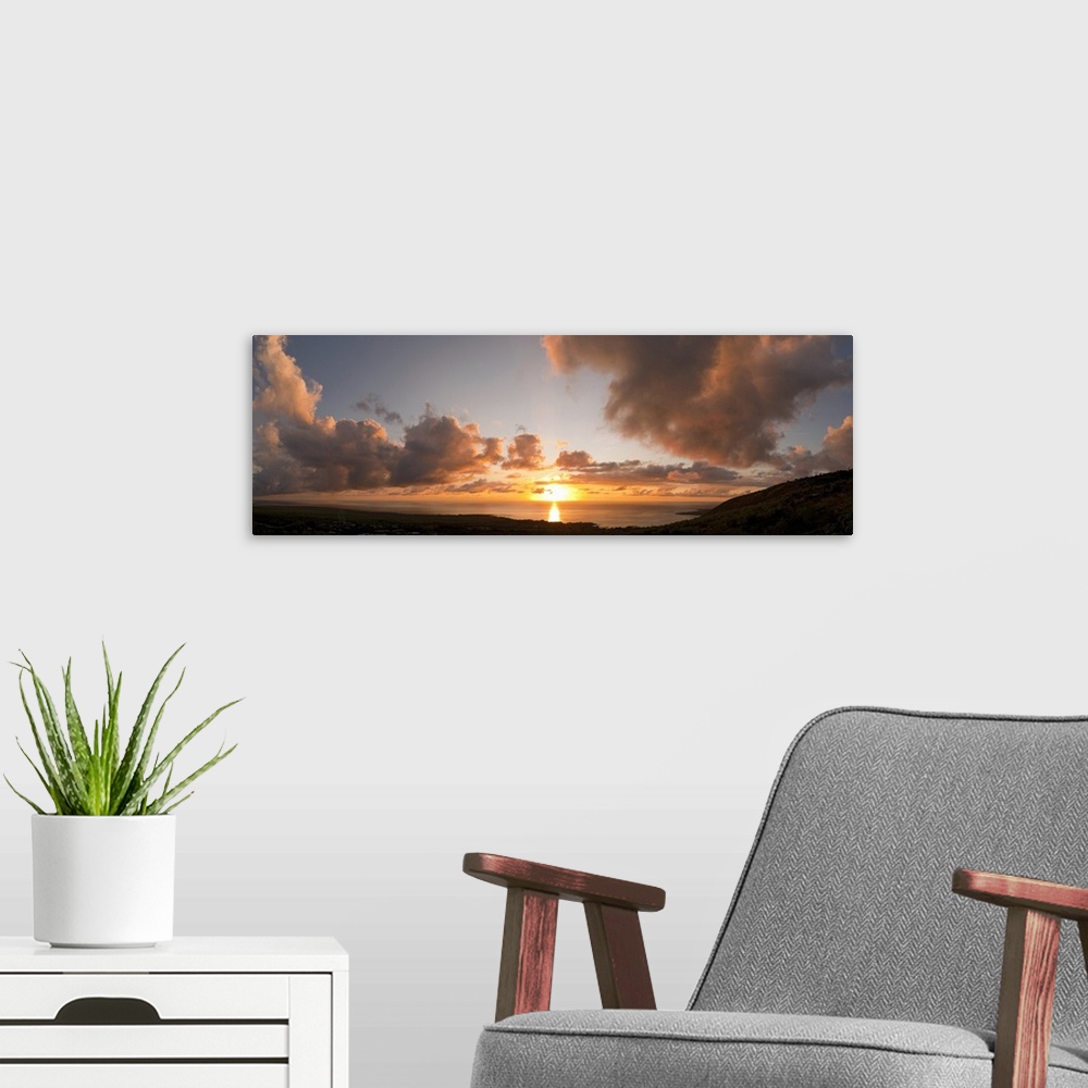 A modern room featuring Sunset over the sea, Kona Coast, Kealakekua Bay, Hawaii,