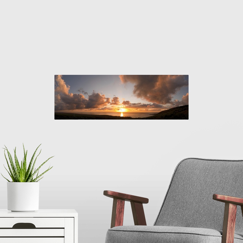 A modern room featuring Sunset over the sea, Kona Coast, Kealakekua Bay, Hawaii,