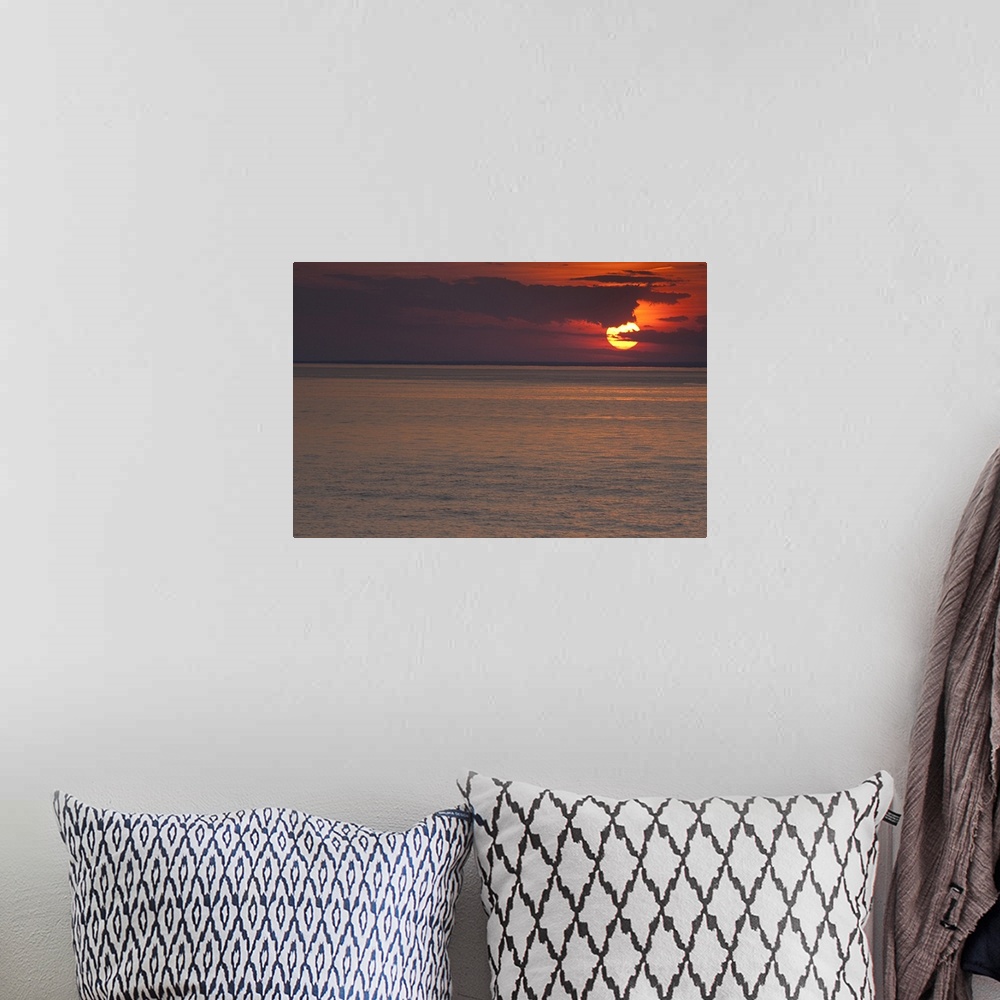 A bohemian room featuring Sunset over the sea, Long Island Sound, Orient Point, Long Island, New York State