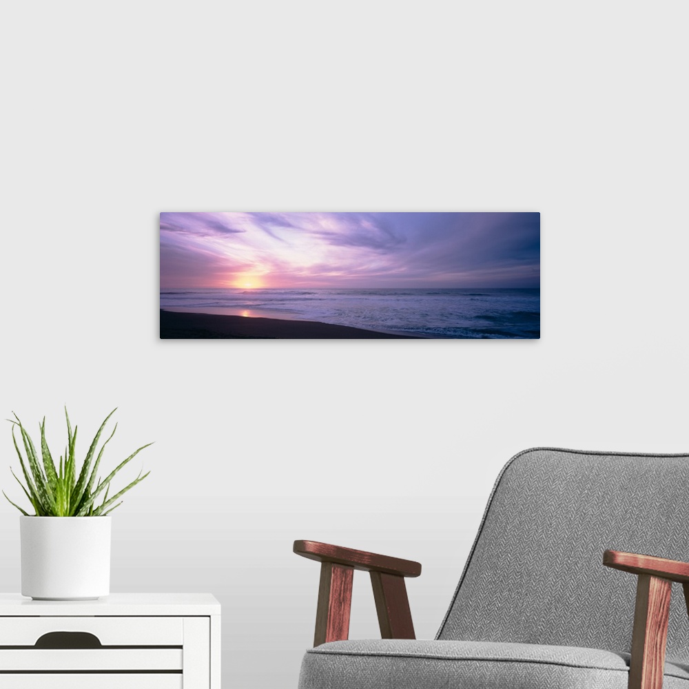 A modern room featuring Sunset over the sea, North Beach, Point Reyes National Seashore, California