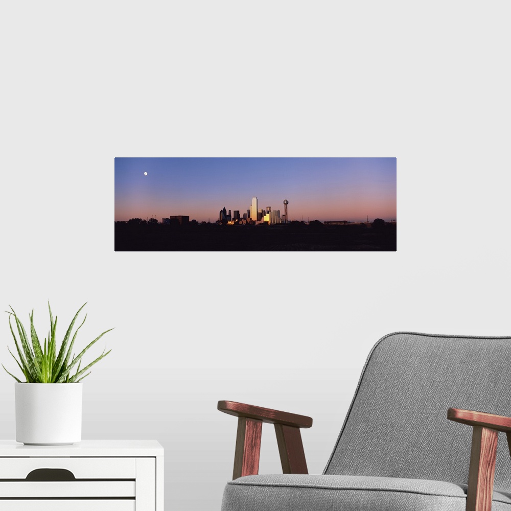 A modern room featuring Sunset Skyline Dallas TX USA