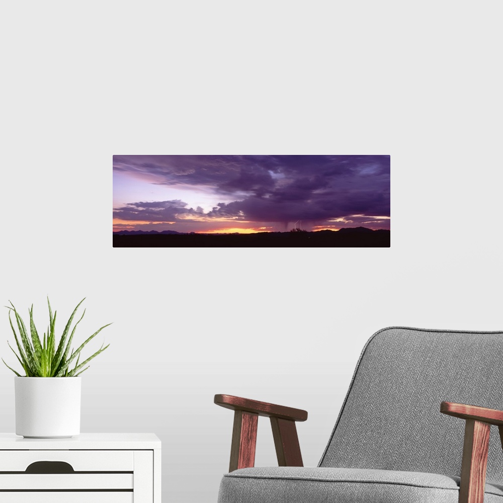 A modern room featuring Sunset Thunderstorm w/Lightning Phoenix AZ
