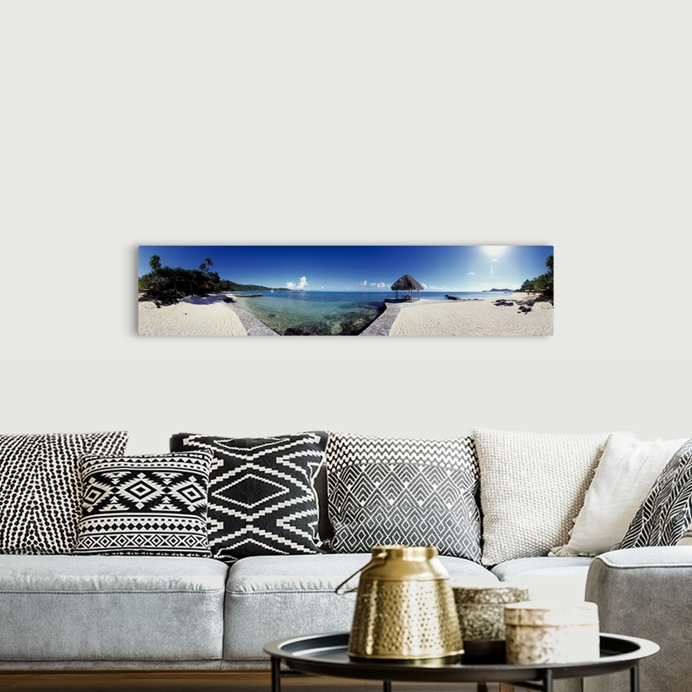 A bohemian room featuring Sunshade on the beach, Bora Bora, French Polynesia