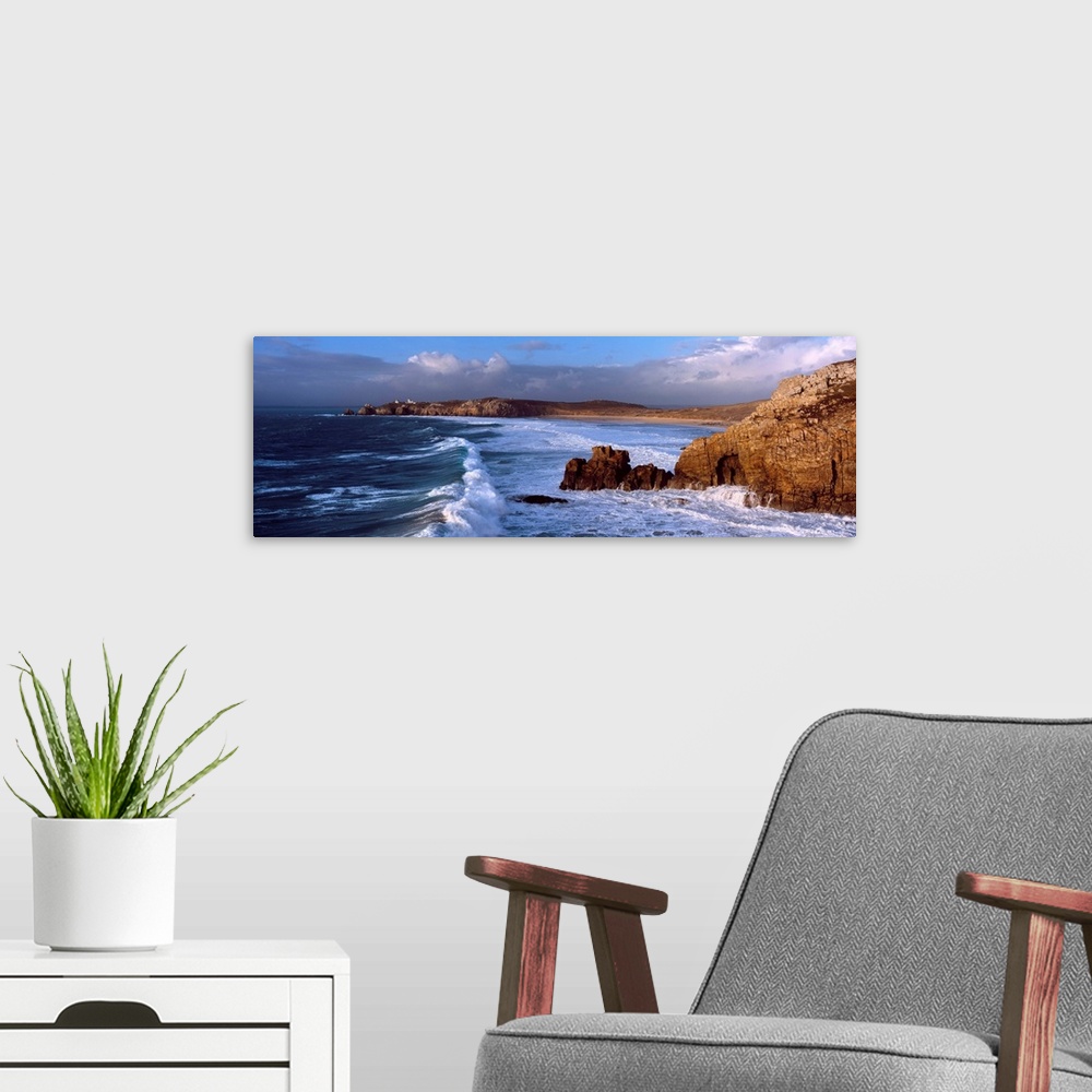 A modern room featuring Surf on the beach, Crozon Peninsula, Finistere, Brittany, France