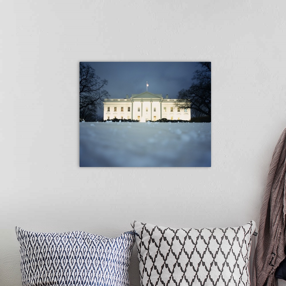 A bohemian room featuring Surface view of snow in front of the White House, Washington DC