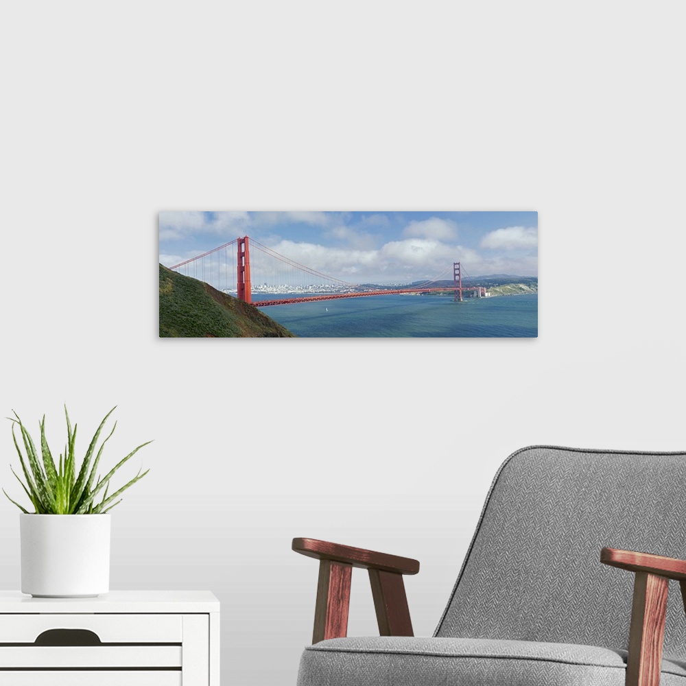 A modern room featuring Suspension bridge across a bay Golden Gate Bridge San Francisco Bay San Francisco California