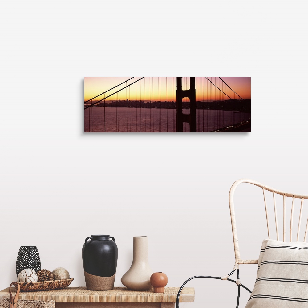 A farmhouse room featuring Suspension bridge at sunrise, Golden Gate Bridge, San Francisco Bay, San Francisco, California,