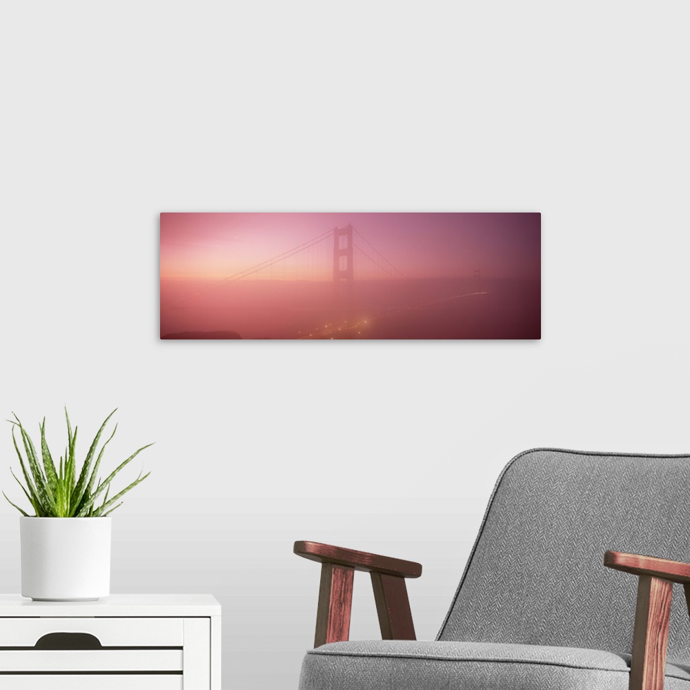 A modern room featuring Suspension bridge covered with fog viewed from Hawk Hill Golden Gate Bridge San Francisco Bay San...