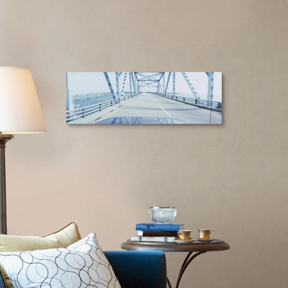 A traditional room featuring Suspension bridge viewed through a car, Chesapeake Bay Bridge, Outer Banks, North Carolina