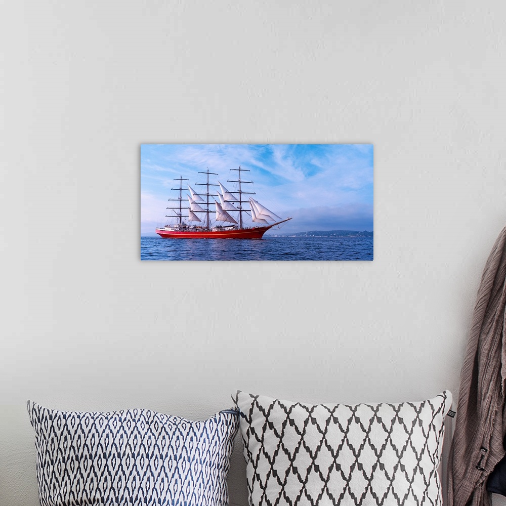 A bohemian room featuring Tall ship regatta in the Baie De Douarnenez, Finistere, Brittany, France