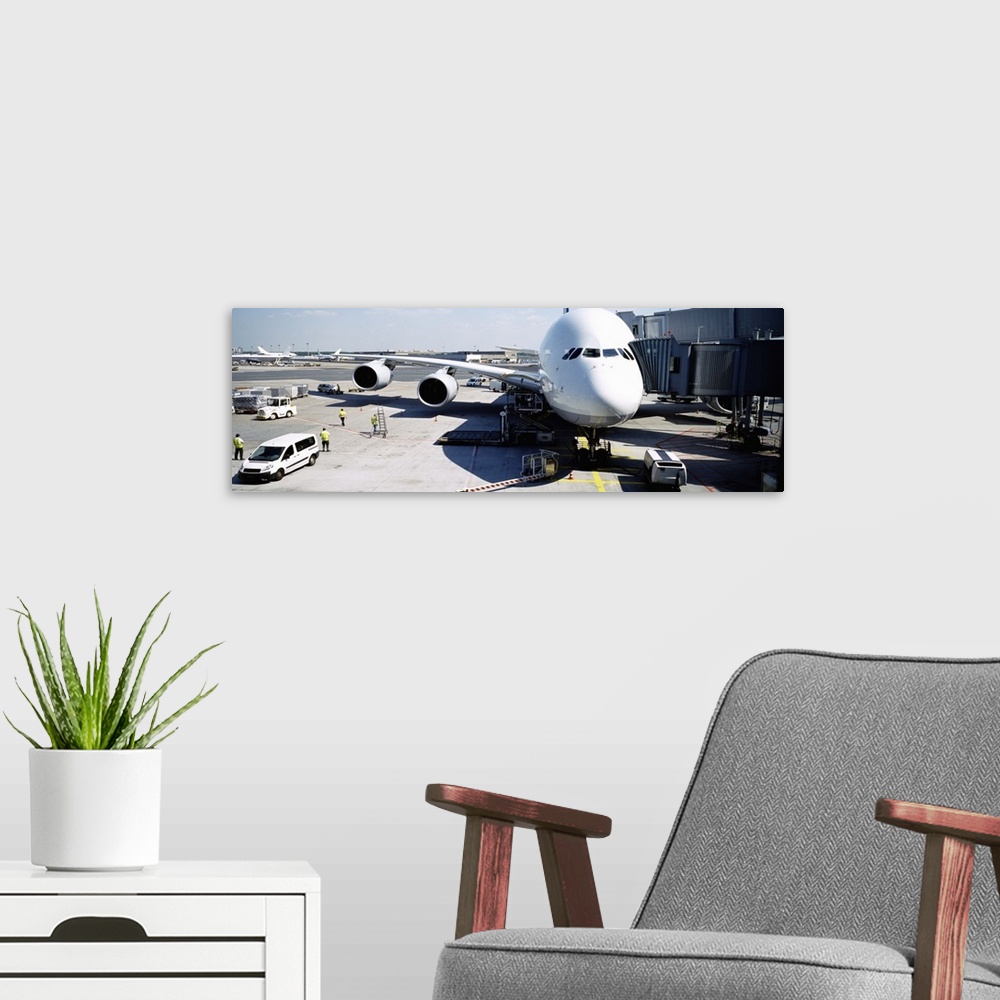 A modern room featuring Tarmac with Airbus A30 Aircraft at an airport, Frankfurt, Germany
