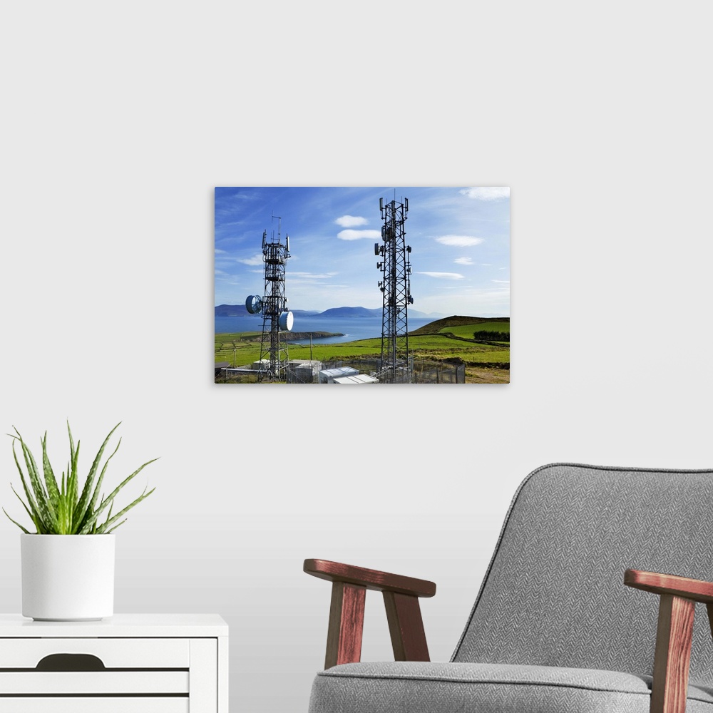 A modern room featuring Telecommunication Towers near Bulls Head, Dingle Peninsula, County Kerry, Ireland