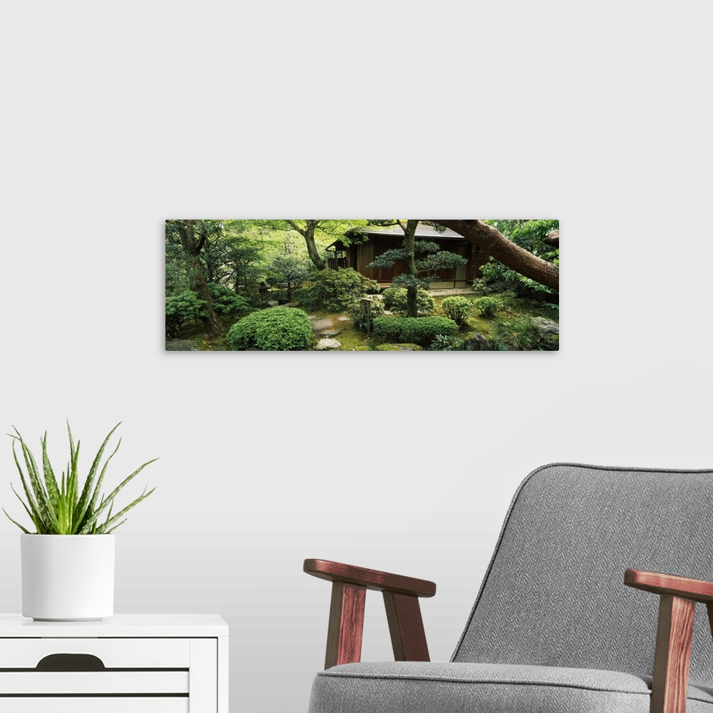 A modern room featuring Temple in a garden, Yuzen-En Garden, Chion-In, Higashiyama Ward, Kyoto, Kyoto Prefecture, Kinki R...