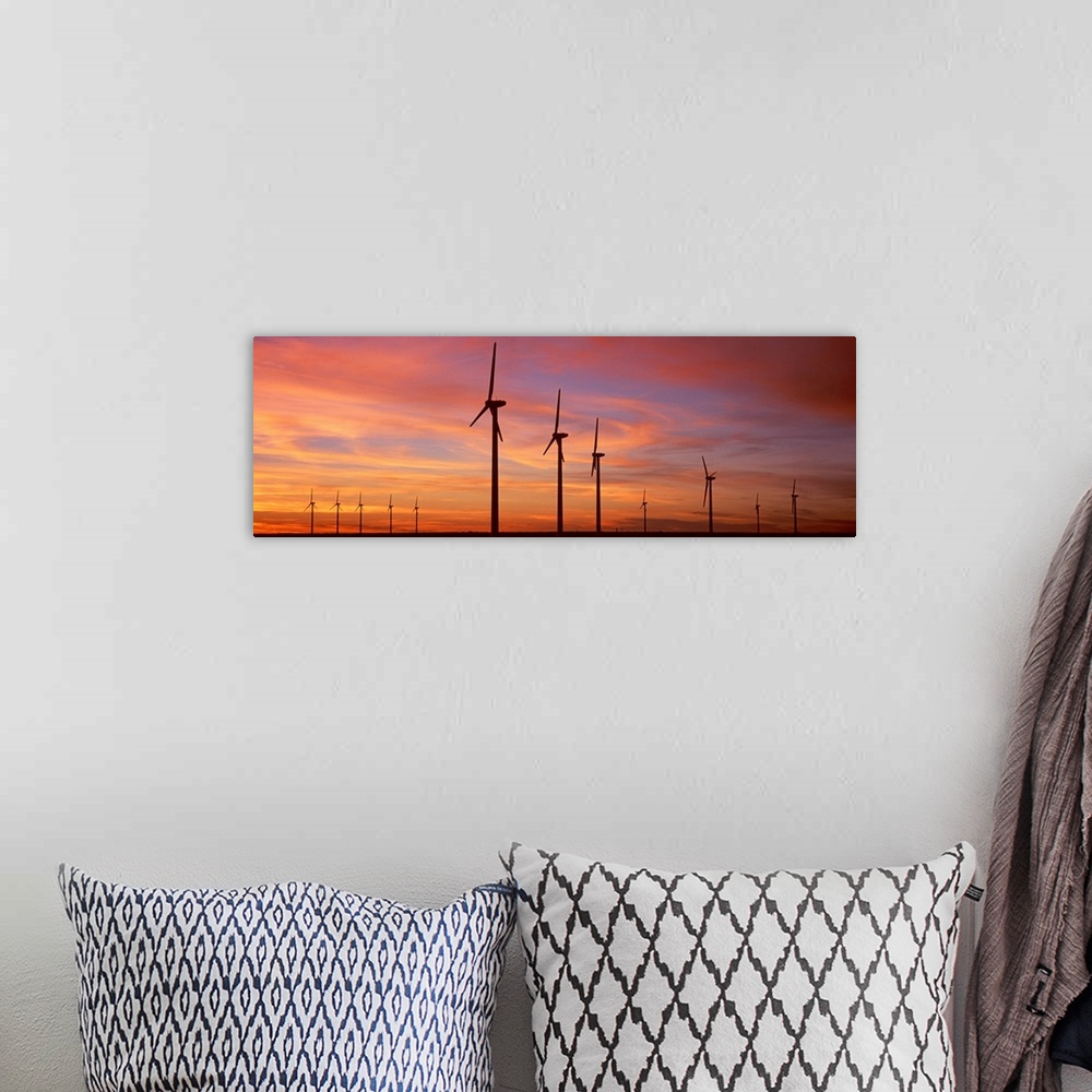 A bohemian room featuring Texas, Brazos, Wind turbine in the barren landscape