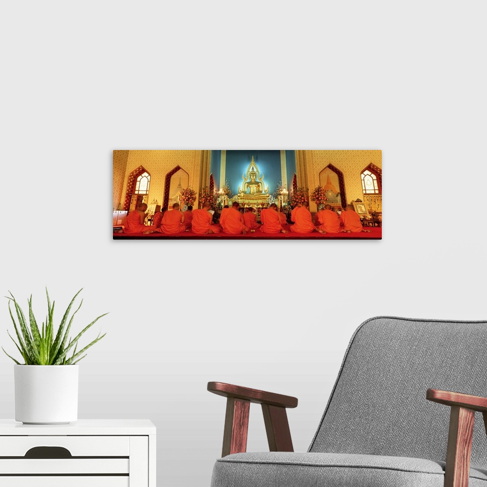 A modern room featuring Thailand, Bangkok, Benchamapophit Wat, monks
