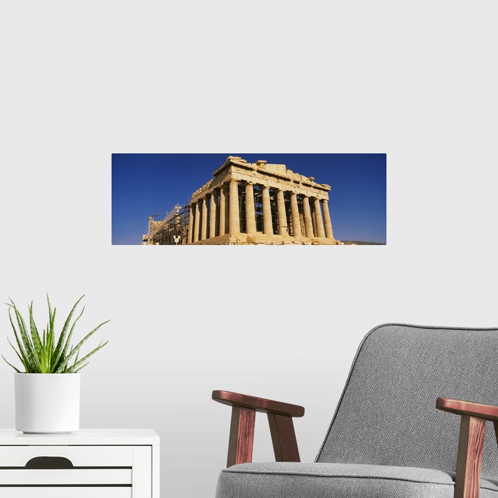 A modern room featuring The ruins of a temple, Parthenon, Athens, Greece